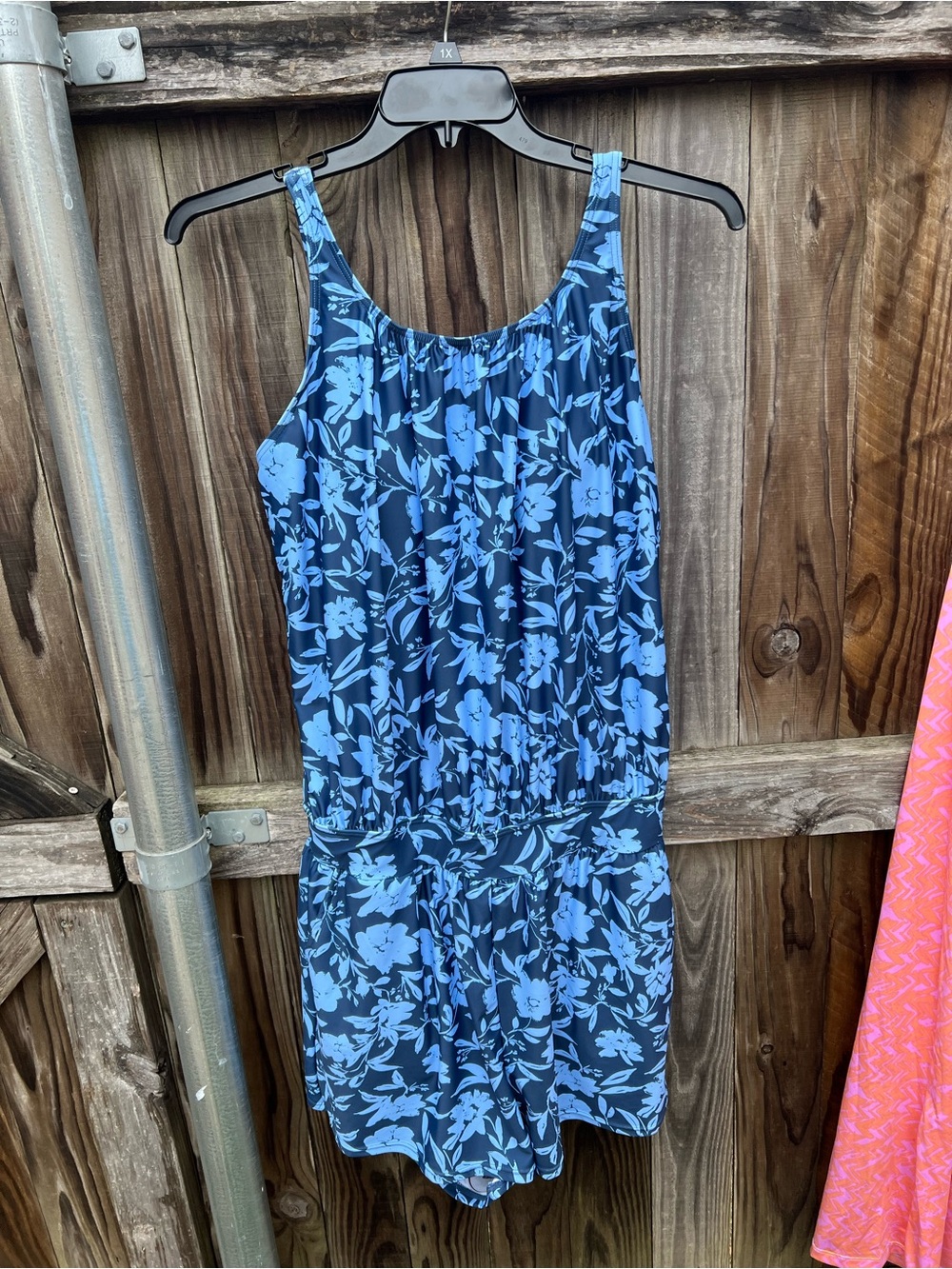 👗Bloomchic Blue Floral swim Sleeveless Romper shorts